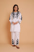 Saba Chikankari Co-ord Set in Cotton Cambric - White With Black